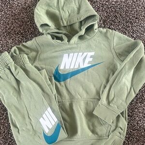Nike Sage Green Hoodie and Joggers with Teal Swoosh